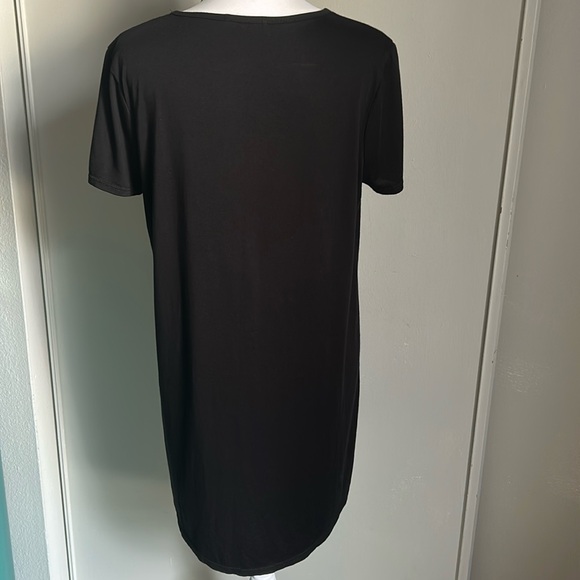 Socialite Women’s Black Short Sleeve Jersey Mini Dress Pool Beach Resort Coverup - Picture 3 of 9